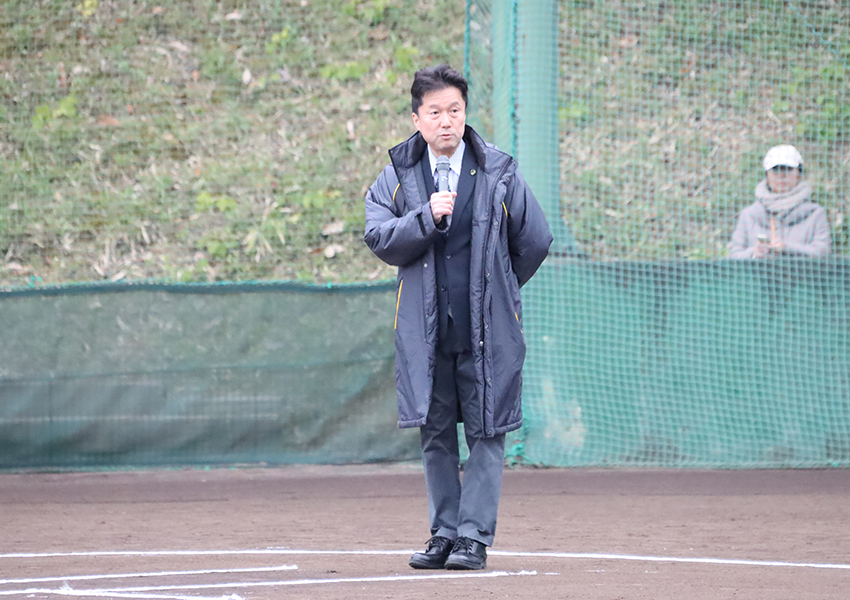 硬式野球部宮下部長による開会の言葉